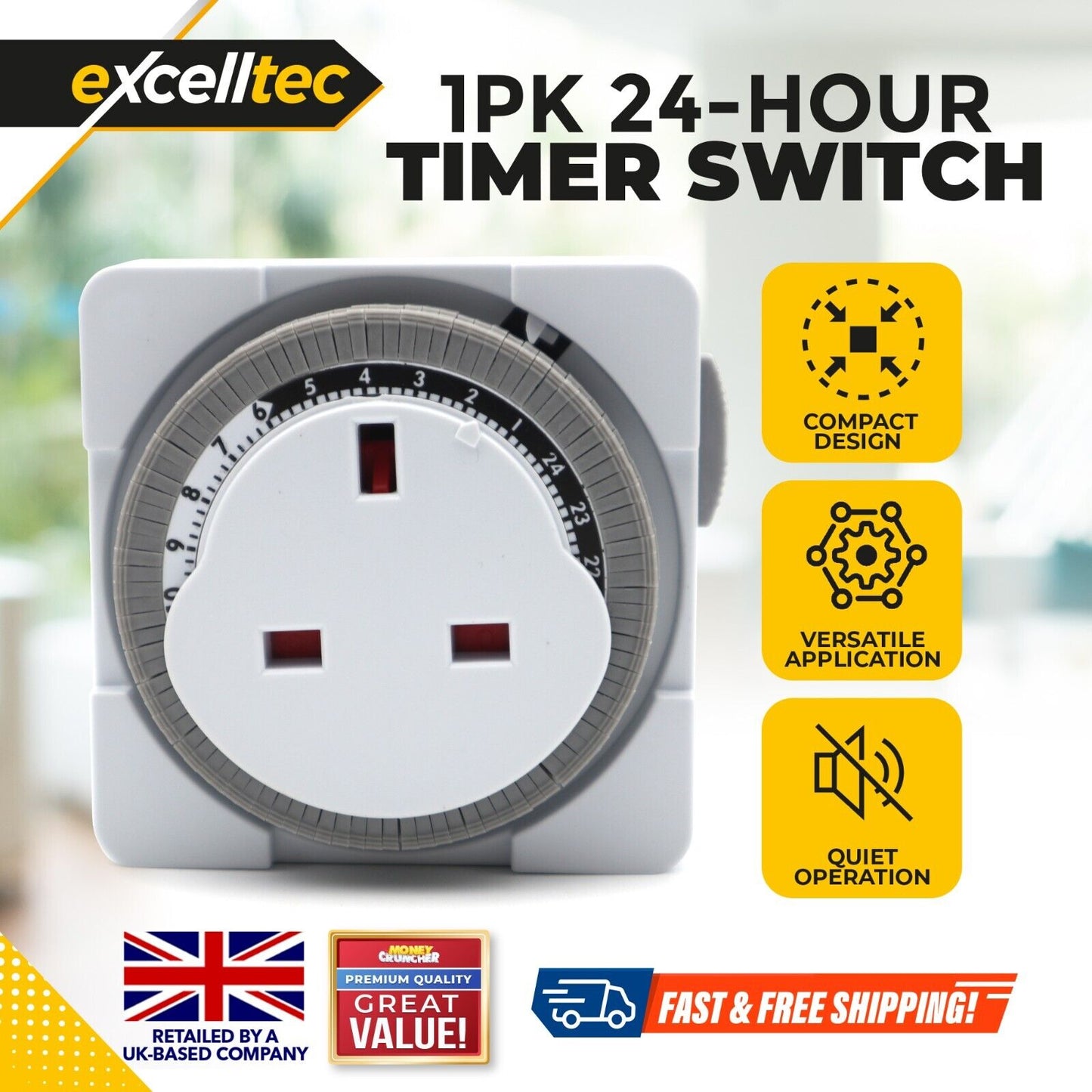 24 Hour Segment Timer Switch 24hr Mains Plug In Mechanical Clock Energy Saver