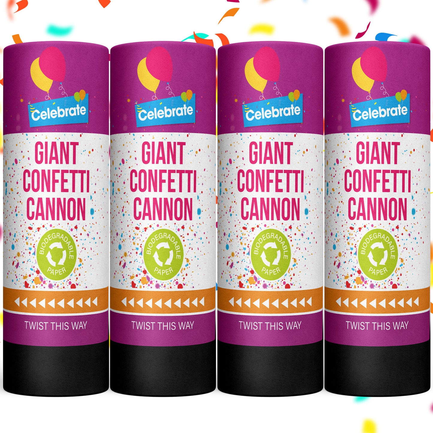 Confetti Cannons Multicolour Biodegradable | Party & Events | 8 Pack