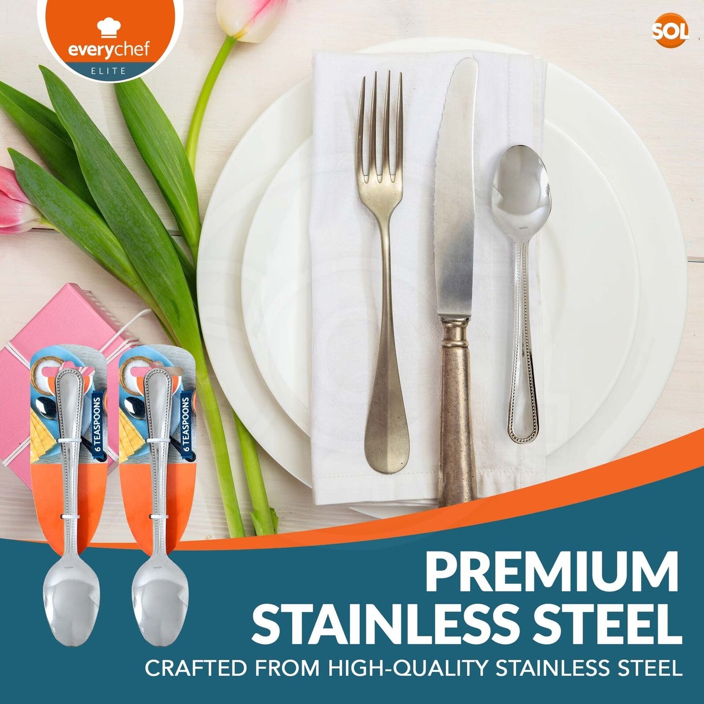 Stainless Steel Tea Spoons | Quality Cutlery Set | 6 Pack