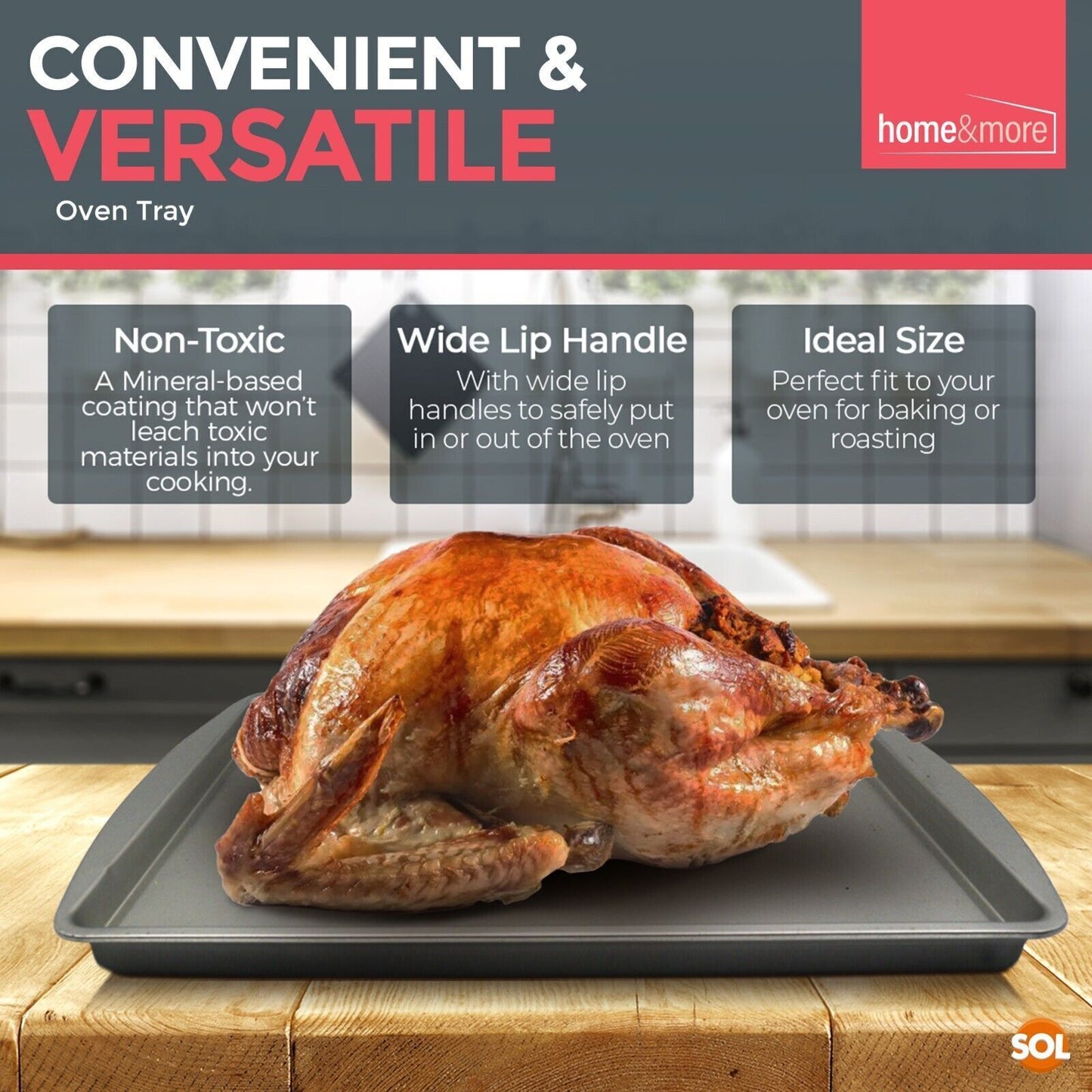 Oven Tray Set 38 x 25cm | Roasting Pan Baking Steel Sheet | 4 Pack