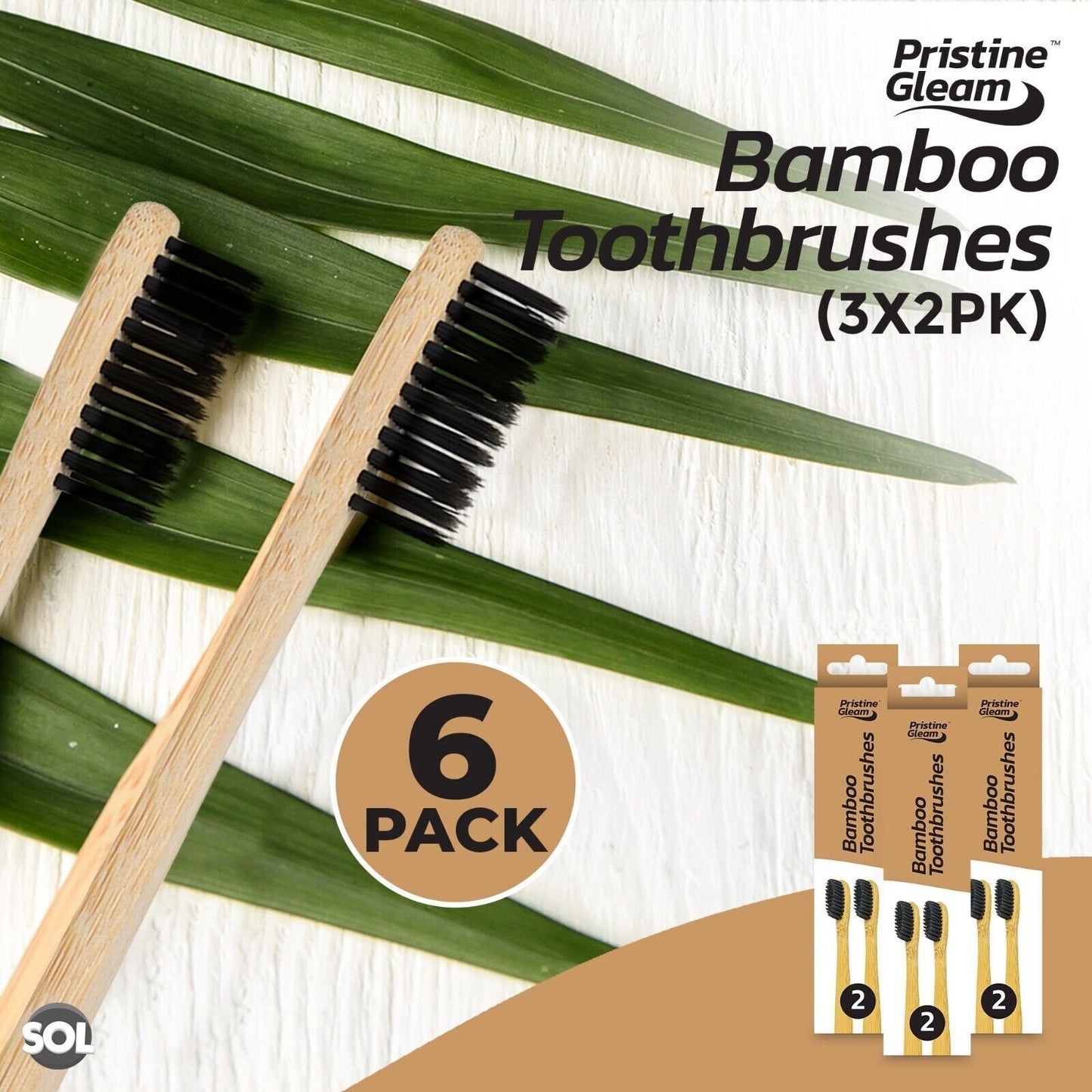 2-12pk Bamboo Toothbrush Multipack | Medium Biodegradable Eco Friendly Bristles
