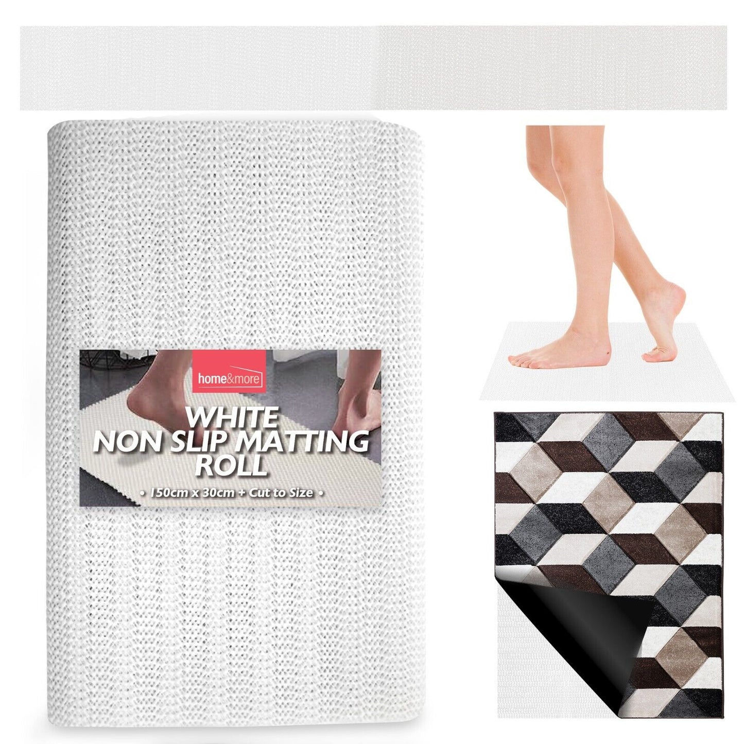 White Anti Slip Mat Roll Grip Multi Purpose Rugs