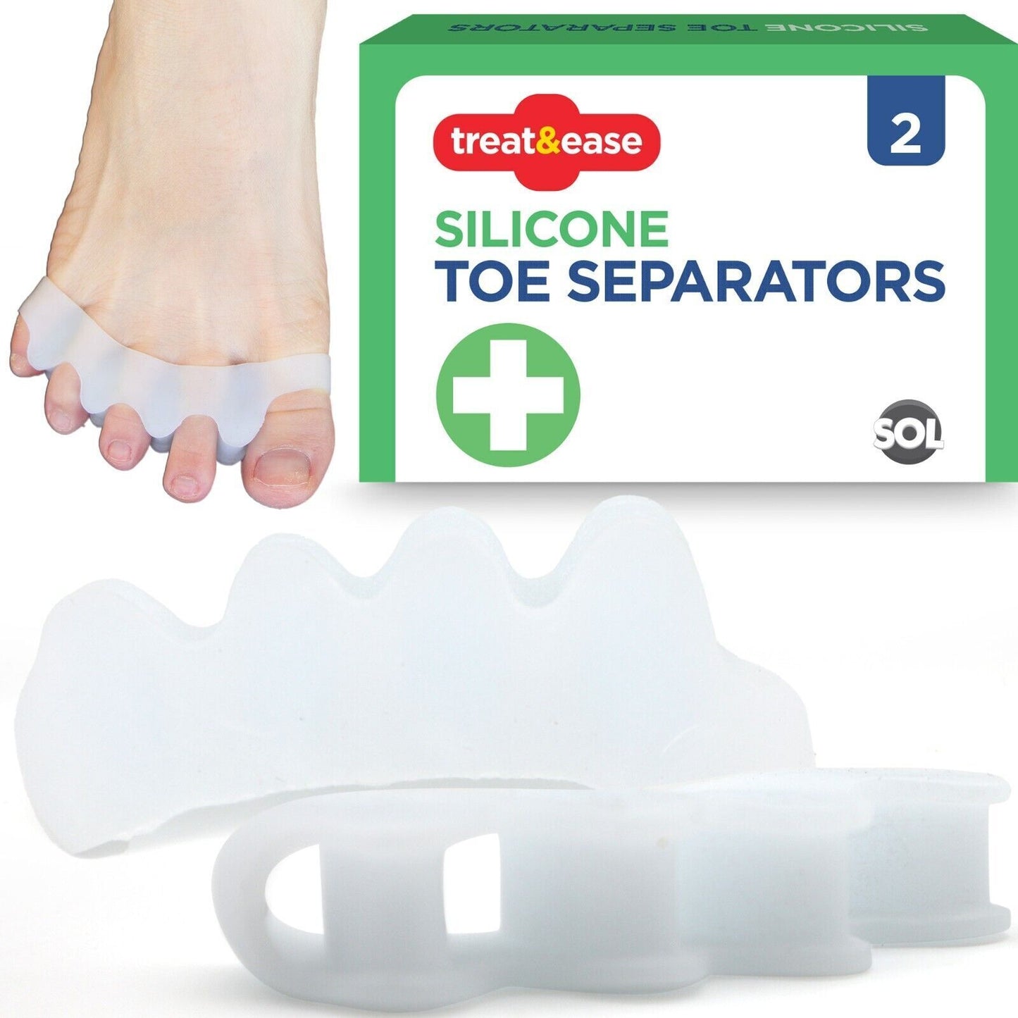 Silicone Toe Separator Gel Spreaders Straightener | 2 Pack