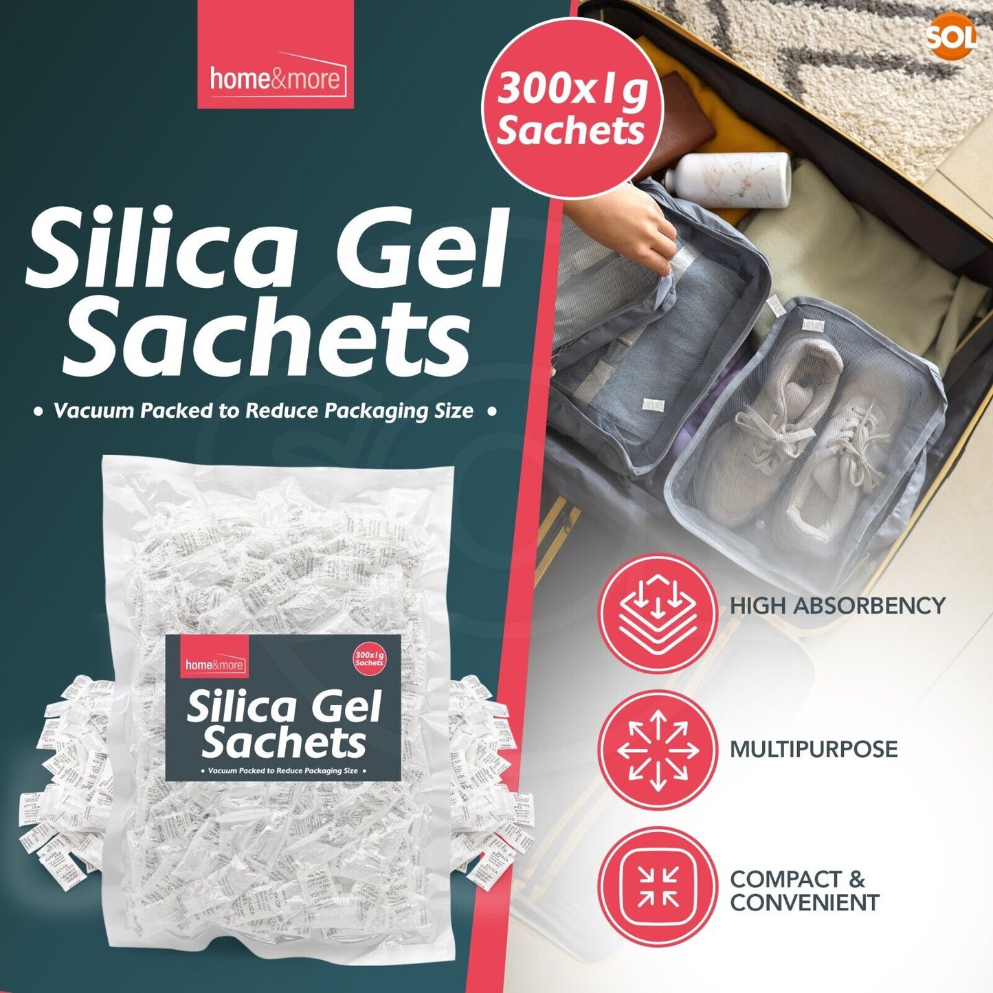 Silica Gel Sachets 1g Reusable Moisture Absorber | 300 Pack