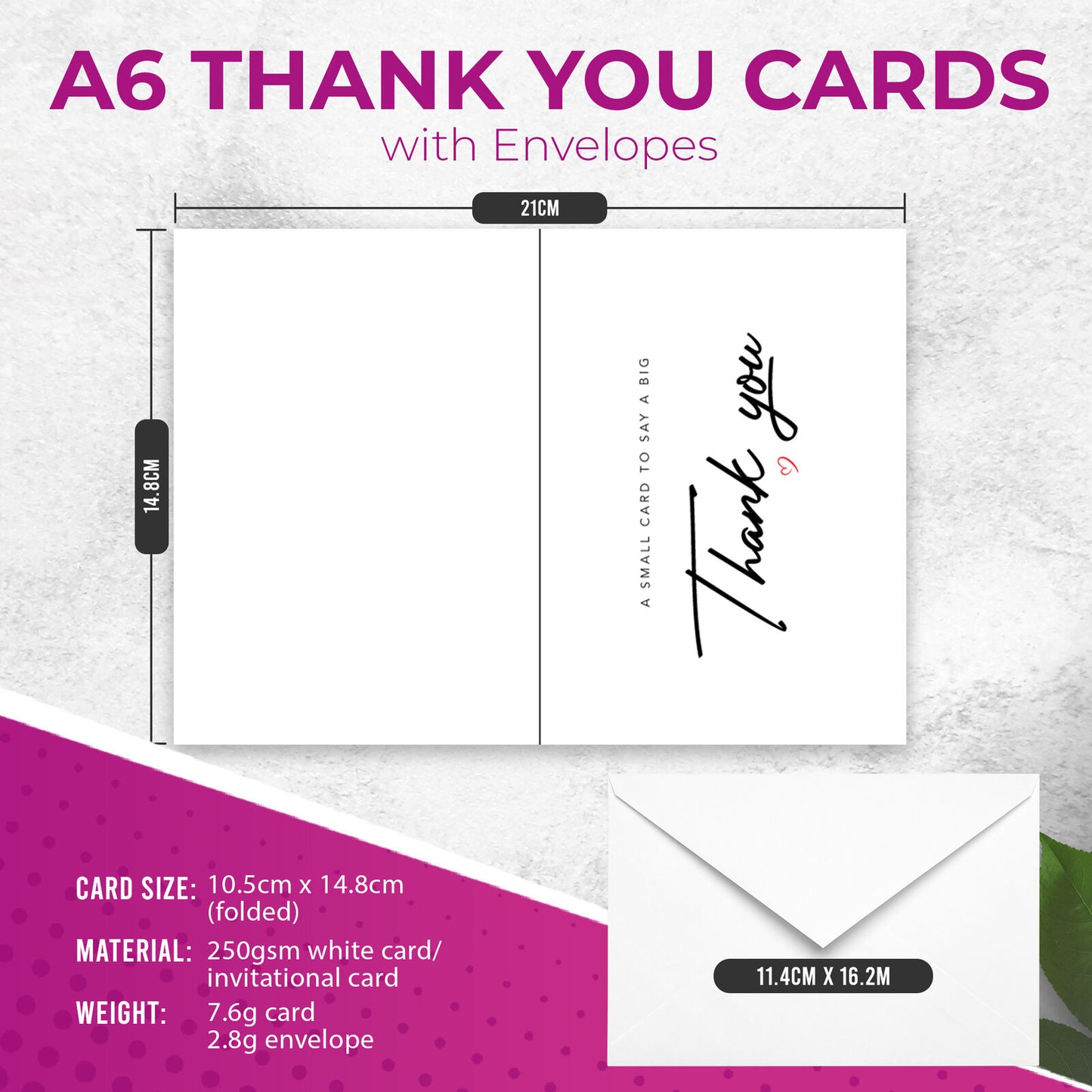 Thank You Cards with Envelopes | A6 Thankyou Notes for Birthday & Wedding | 18 Pack