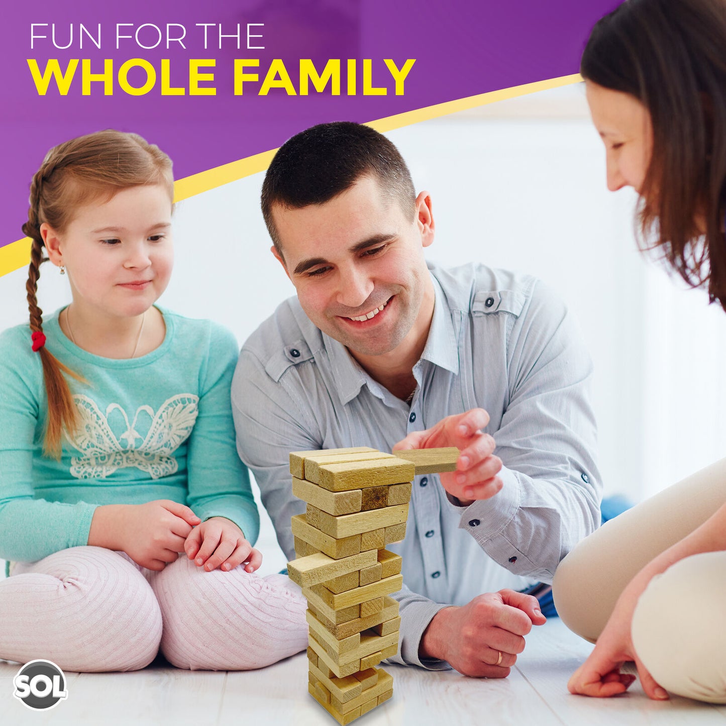 Wooden Tumbling Tower Game Traditional Stacking Travel Size