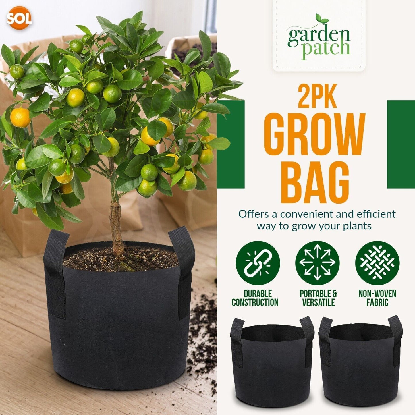 Fabric Grow Bag | Breathable 17L Potato Vegetable Planter