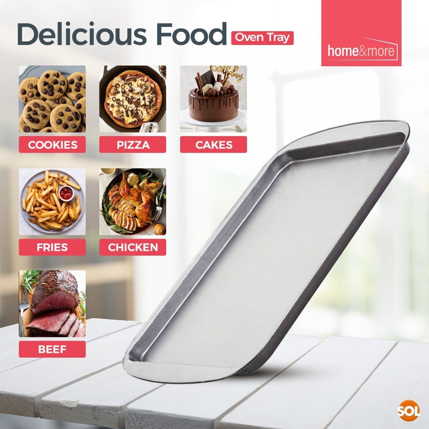 Oven Tray Set 38 x 25cm | Roasting Pan Baking Steel Sheet | 4 Pack