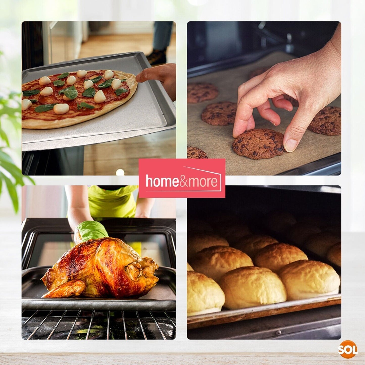 Oven Tray Set 38 x 25cm | Roasting Pan Baking Steel Sheet | 4 Pack