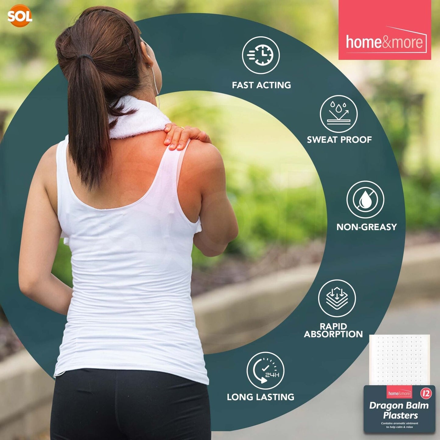 Dragon Balm Herbal Patch | Pain Relief Heat Plaster | 12 Pack