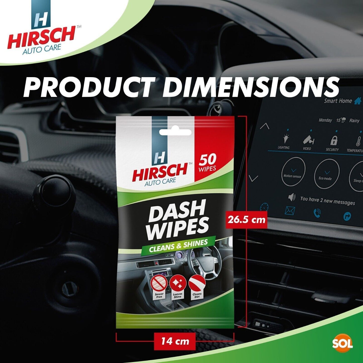 Car Dash Wipes | Gloss Interior Dashboard Cleaner | 200 Pack