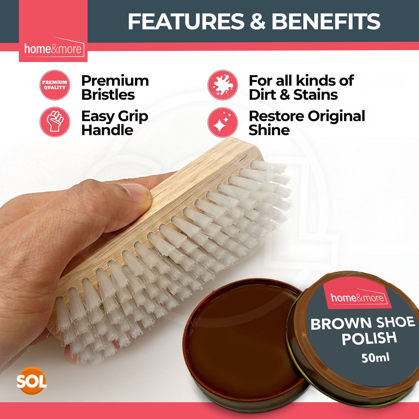 Shoe Brush Set | Leather Shoe Polish Brushes for Black & Brown Shoes | 2 Pack