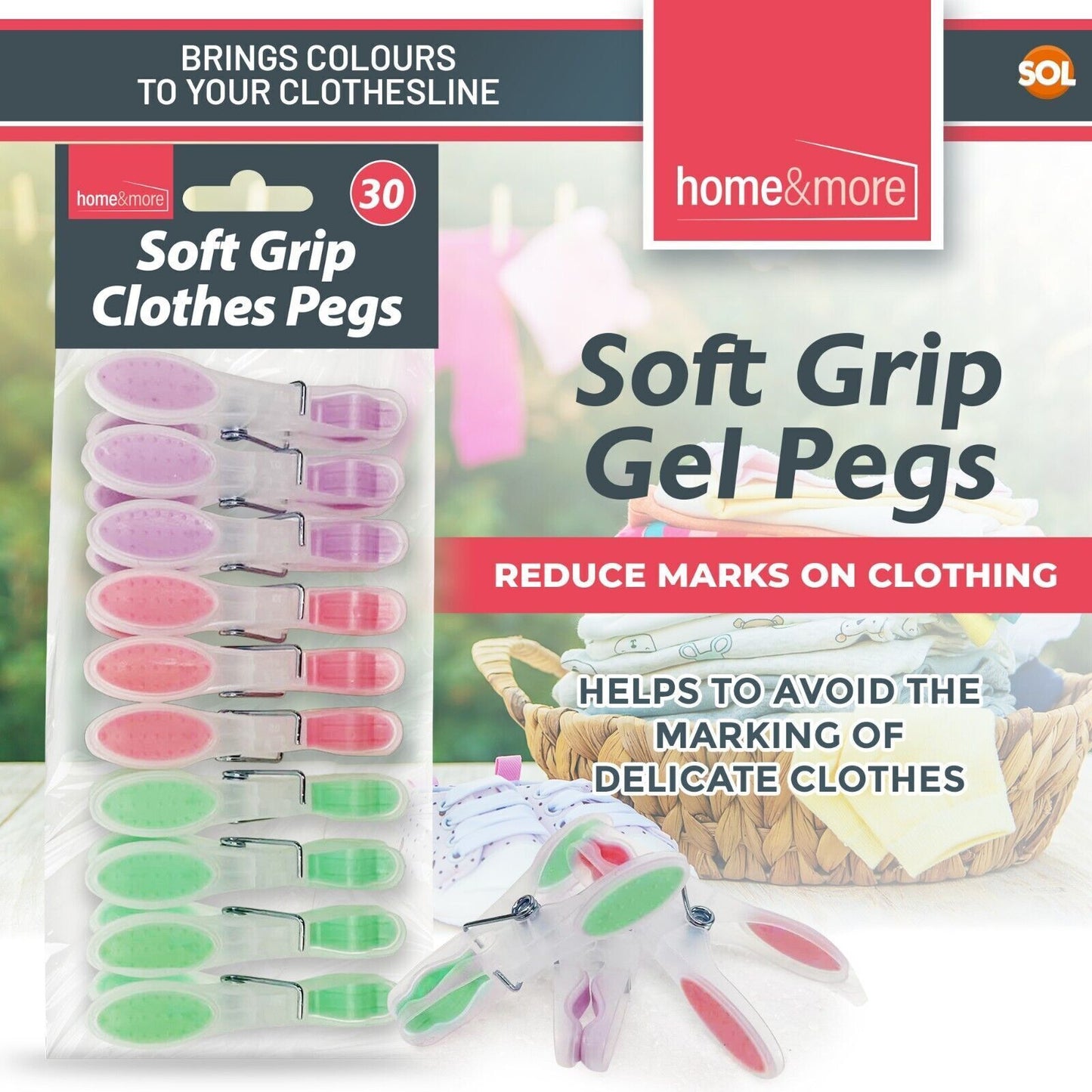 150 Pack Soft Grip Clothes Pegs Strong Plastic Laundry Rubber Clips Washing Line