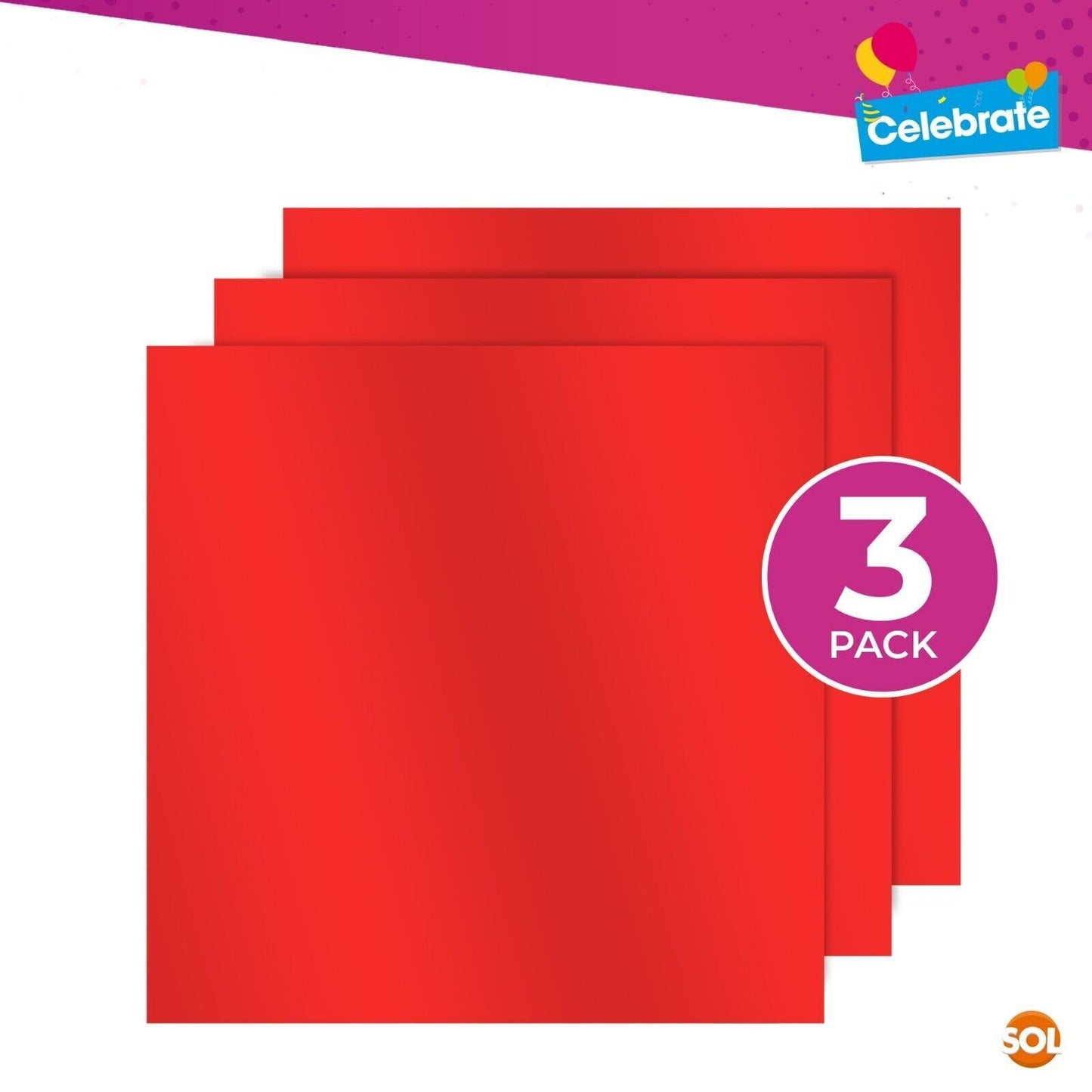 Red Plastic Table Covers | Square Disposable Party Cloth | 3 Pack