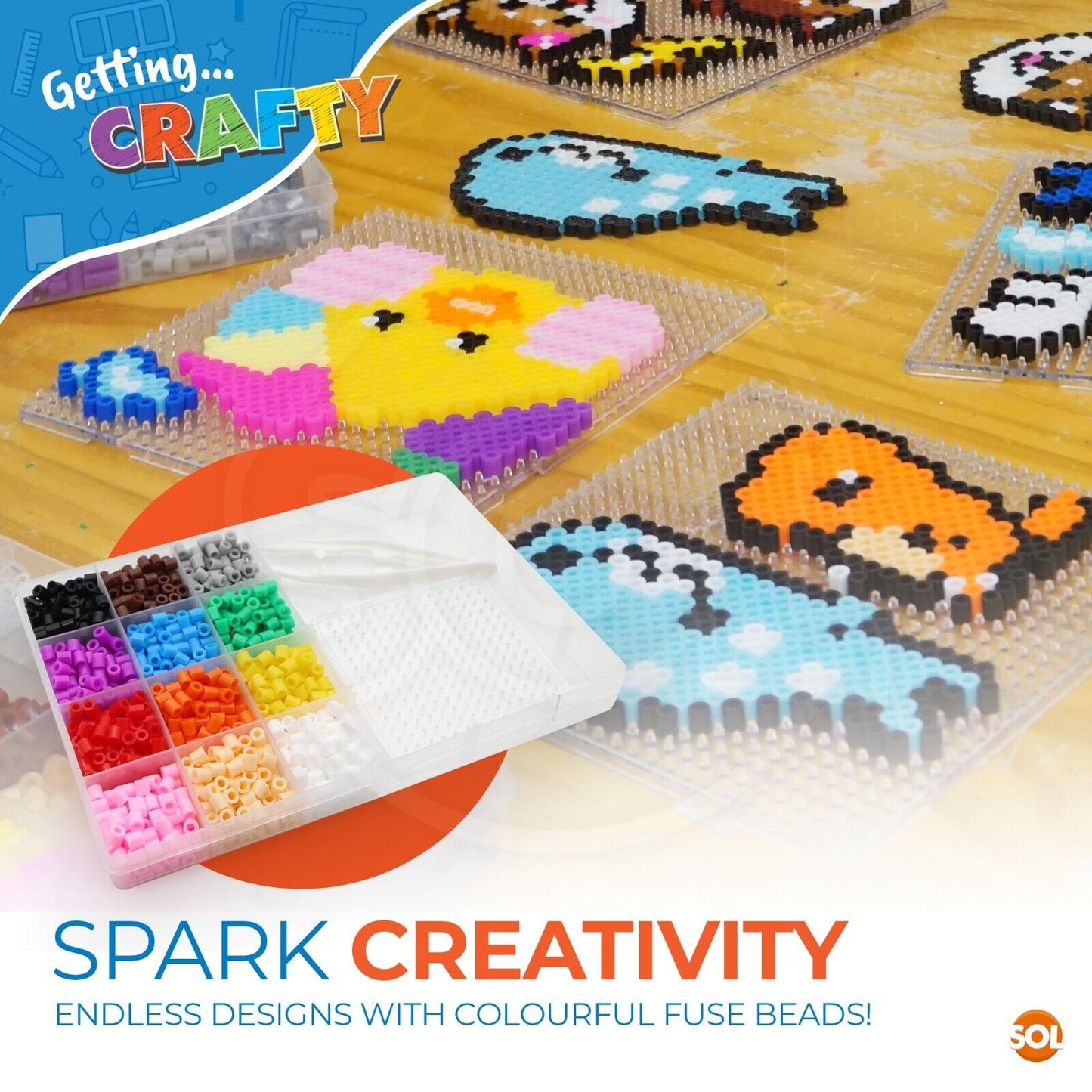 1200 Water Fuse Beads Kit with Pegboards | Assorted Colours Kids DIY Toy Gift