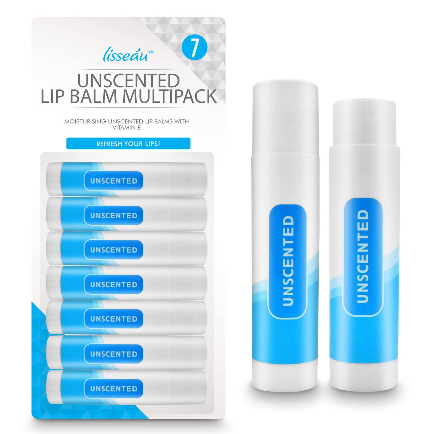 Unscented Lip Balm Set | Moisturising Vitamin E Stick | 7 Pack
