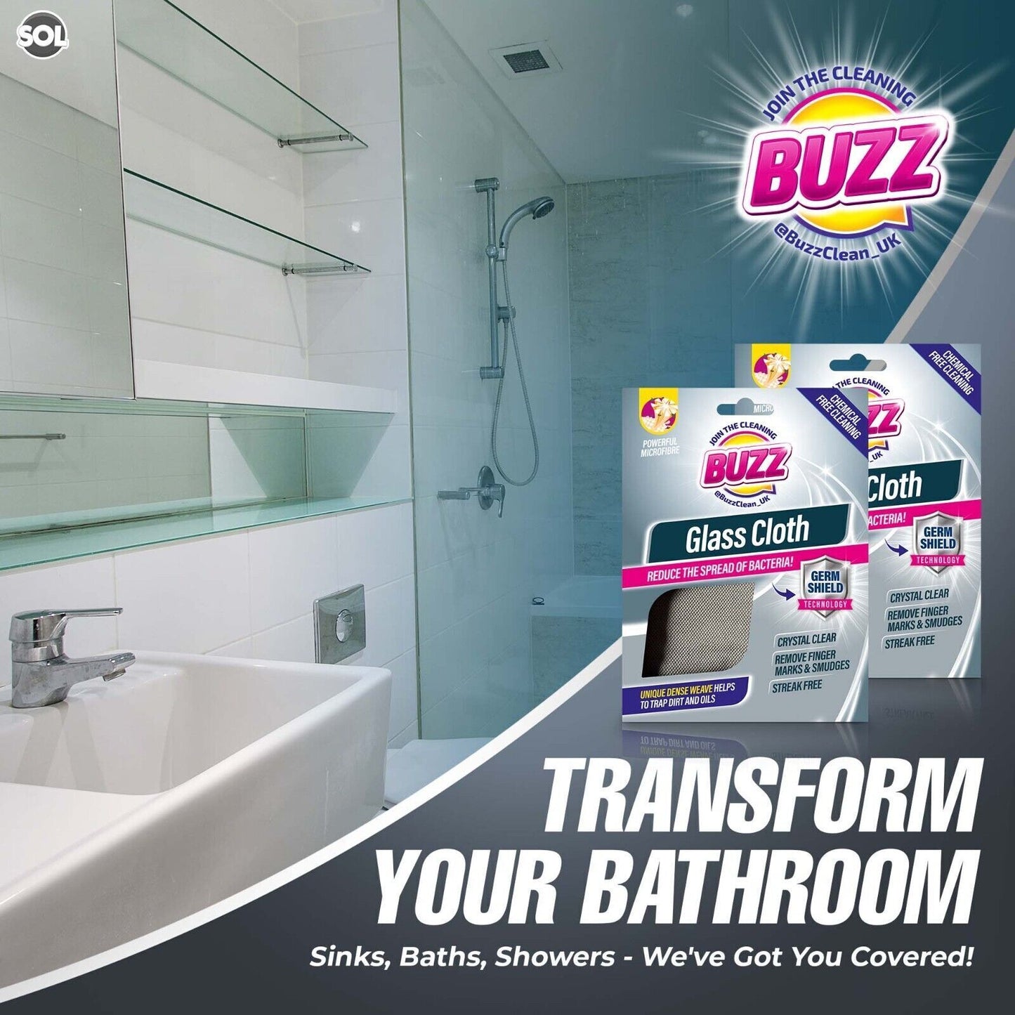 Extra Large Microfibre Glass Cloth 49x39cm | Streak-Free Polish