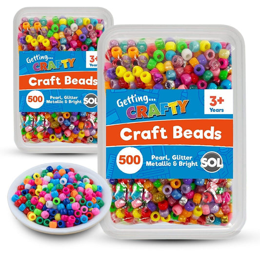 Pony Beads Jewellery Making | Mixed Acrylic Glitter Pearl | 1000 Pack