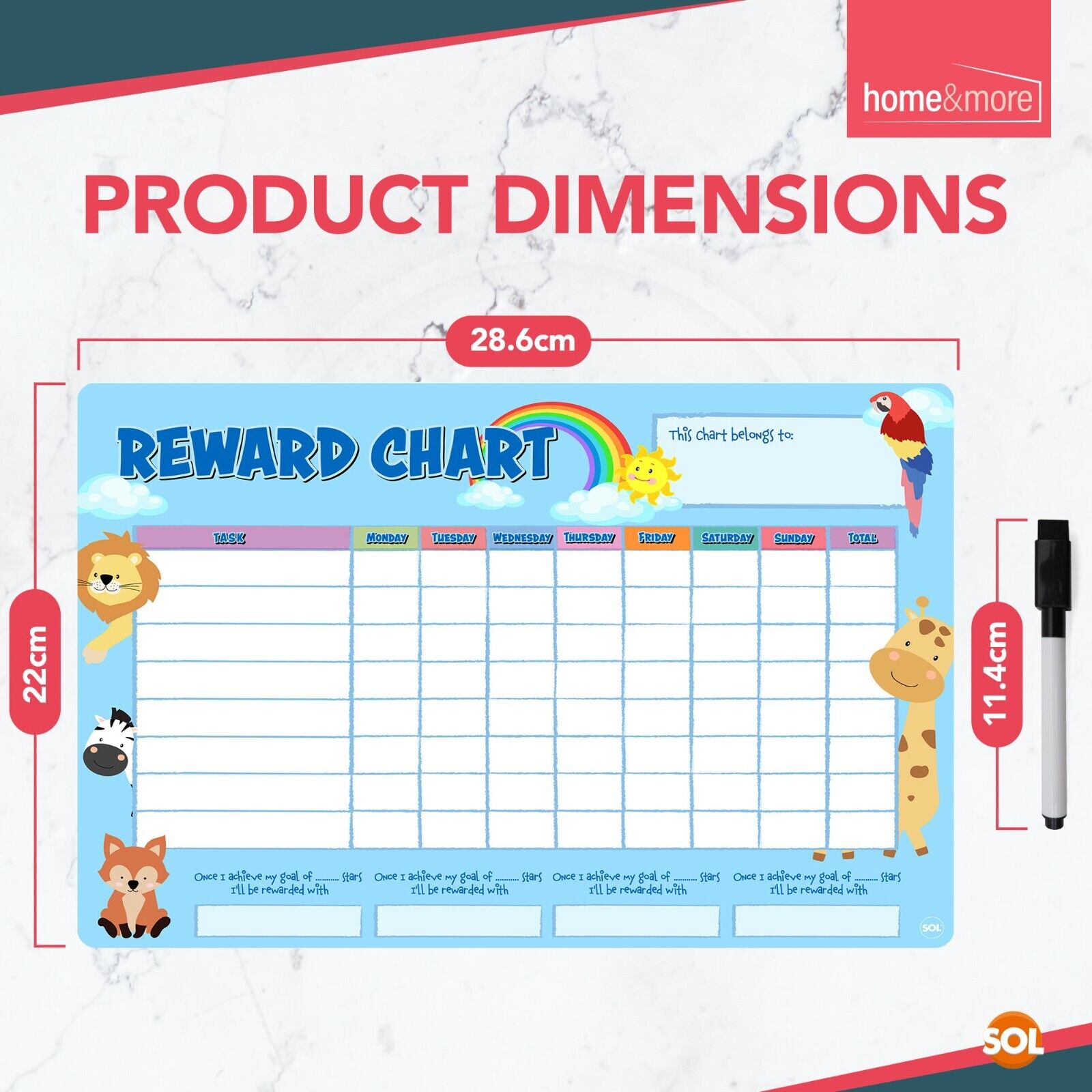 2pk Magnetic Reward Chart Reusable Behaviour Chore For Kids Children + Wipe Pens