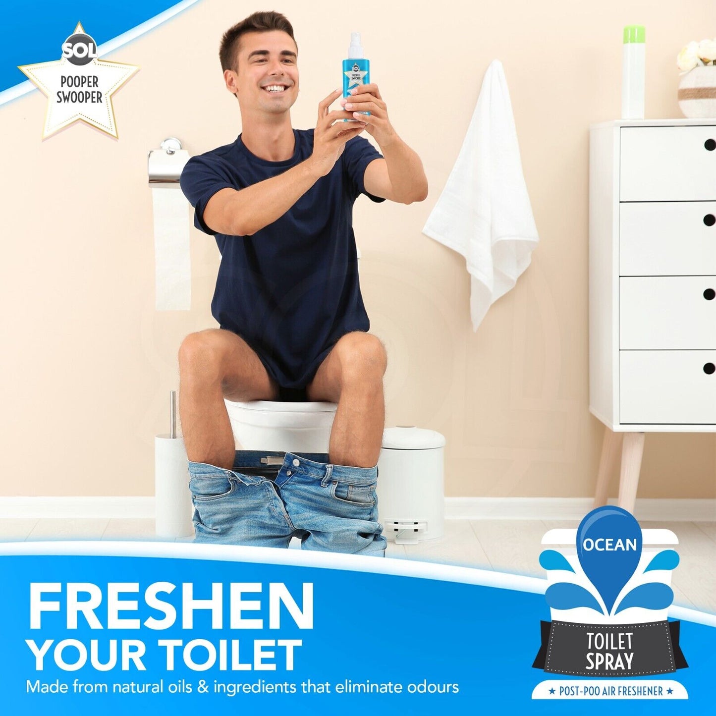 Pooper Star Toilet Spray | Ocean Scent Air Freshener | 6 Pack