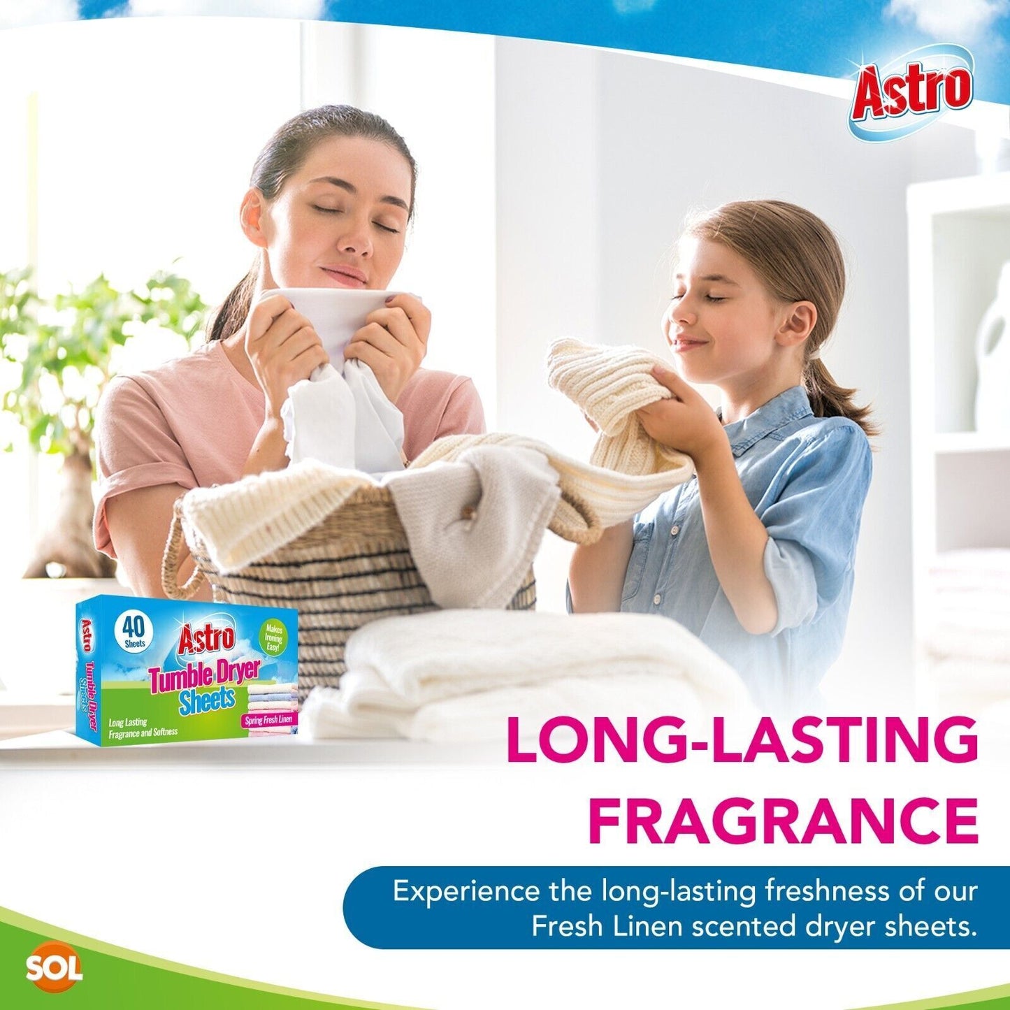 Tumble Dryer Sheets | Fresh Linen Scent | Fabric Softener | 80 Pack