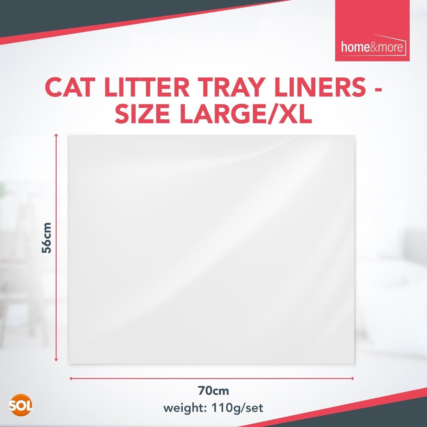 Extra Large Cat Litter Tray Liners 56x70cm | Disposable Bags | 10 Pack
