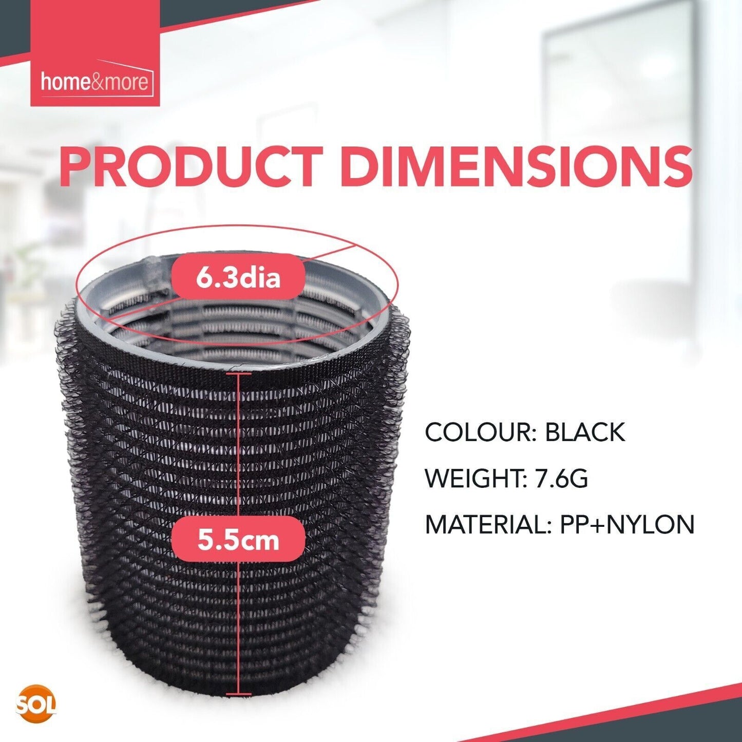 Heatless Hair Rollers Black | Self Grip Curlers for Bouncy Waves | 4 Pack