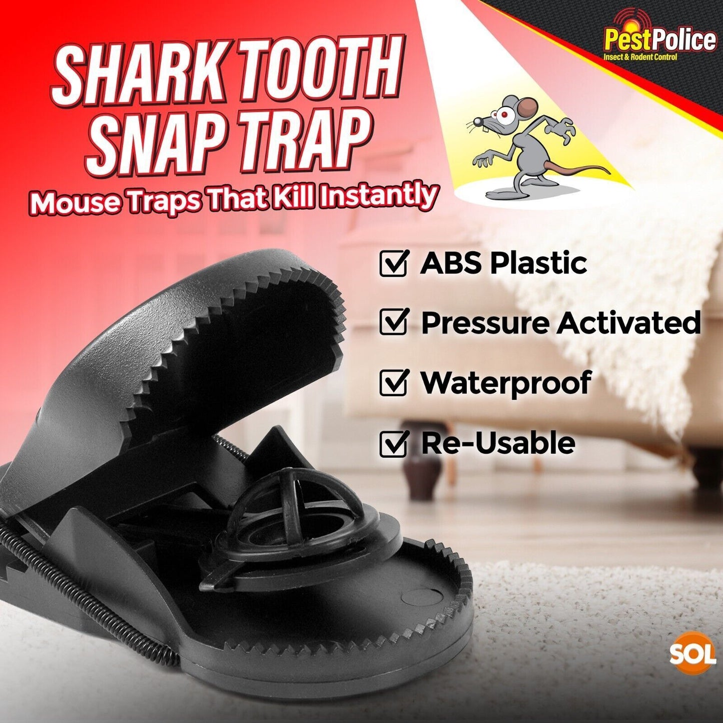 Mouse Traps Heavy Duty Mice Snap Catcher Rodent Reusable | 6 Pack