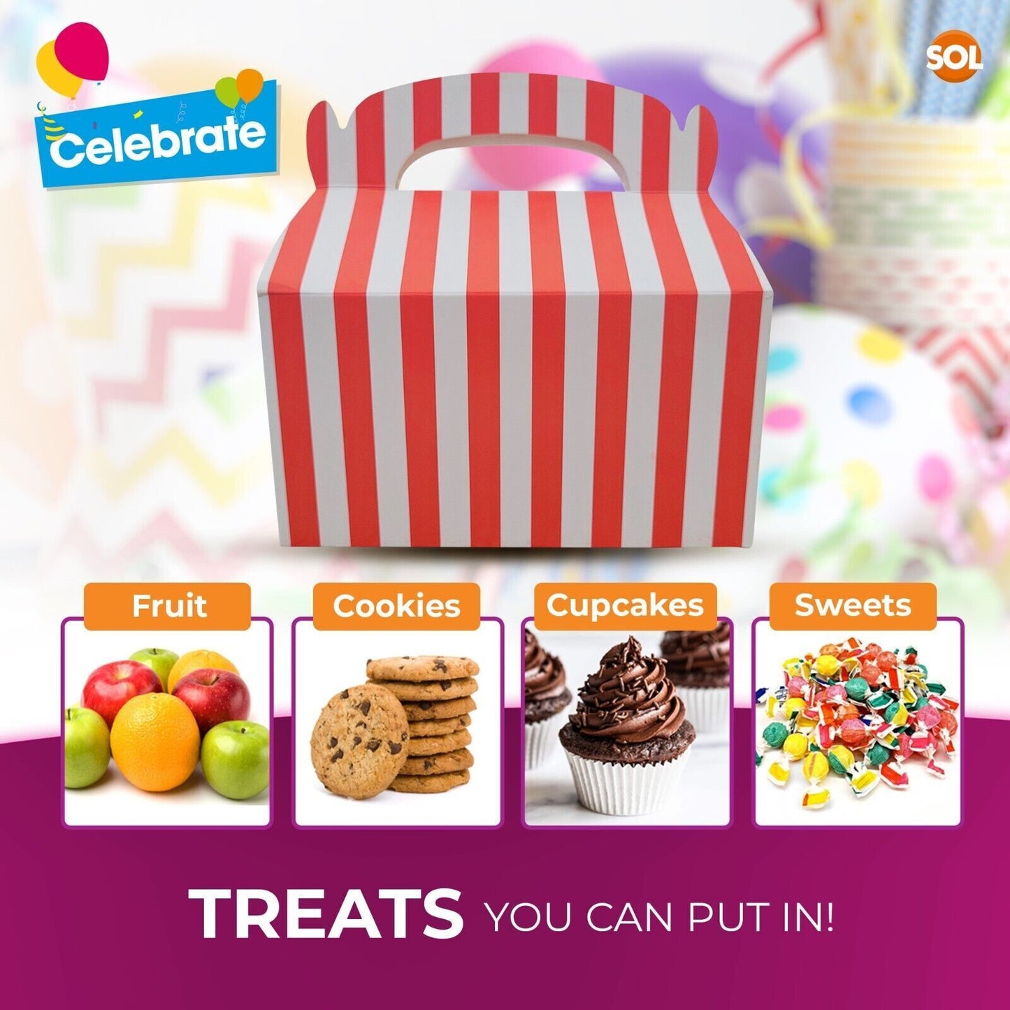 Rainbow Party Boxes | Large Kids Food Lunch Meal | Birthday Loot Gift Bag 20 Pack