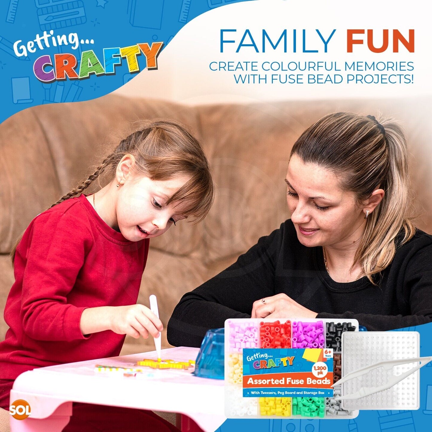 1200 Water Fuse Beads Kit with Pegboards | Assorted Colours Kids DIY Toy Gift