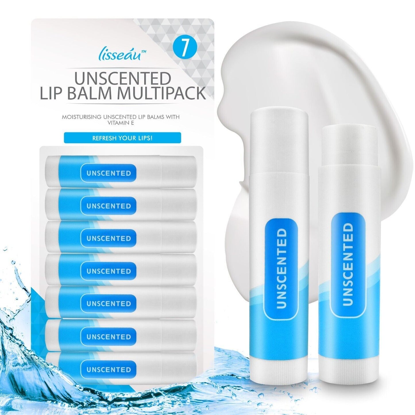 Unscented Lip Balm Set | Moisturising Vitamin E Stick | 7 Pack