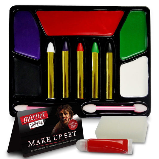 Halloween Zombie Make Up Kit | Horror Face Paint Set | Fake Blood Crayons Sponge