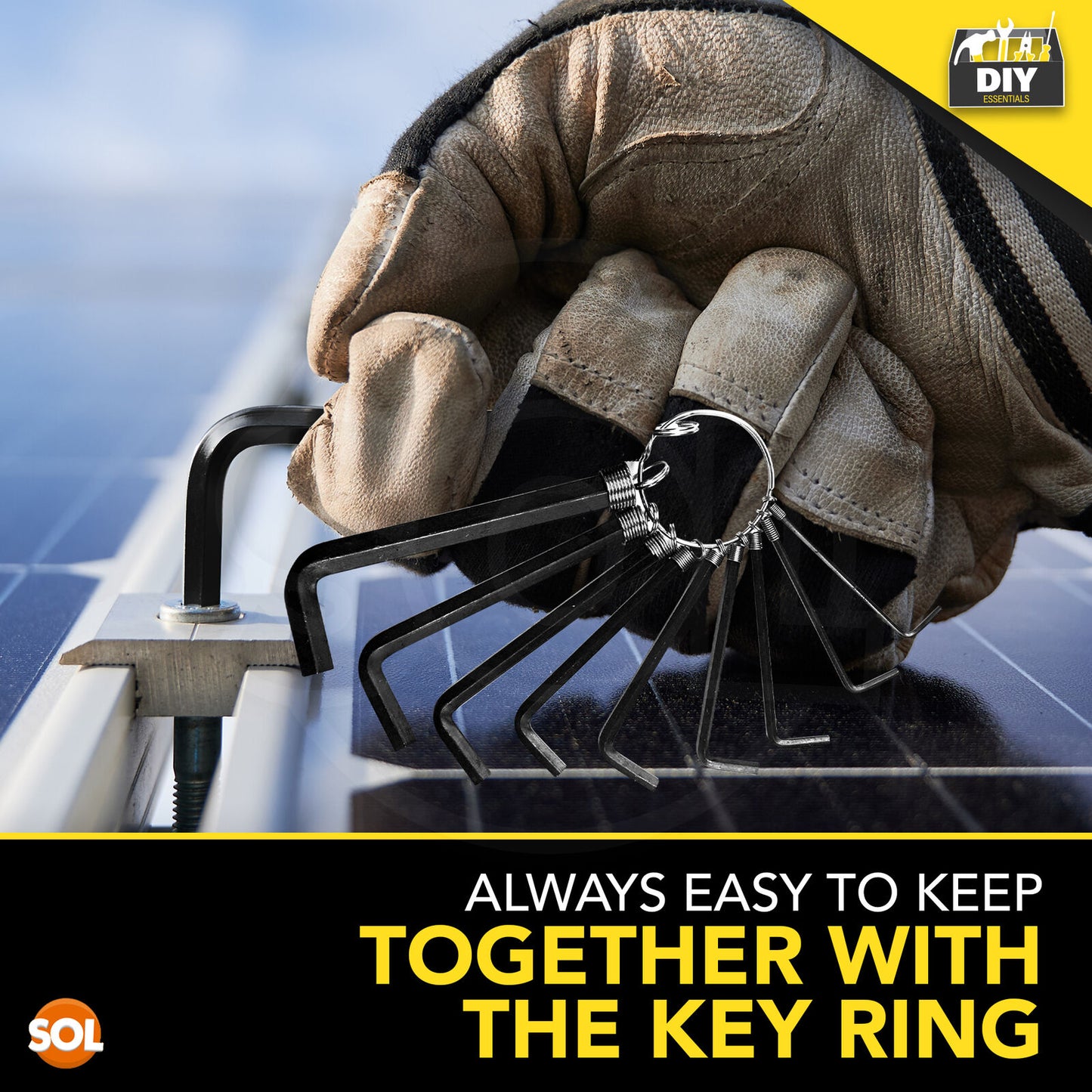 Hex Key Set Allen Wrenches 2-8mm with Keyring Holder | 9 Piece