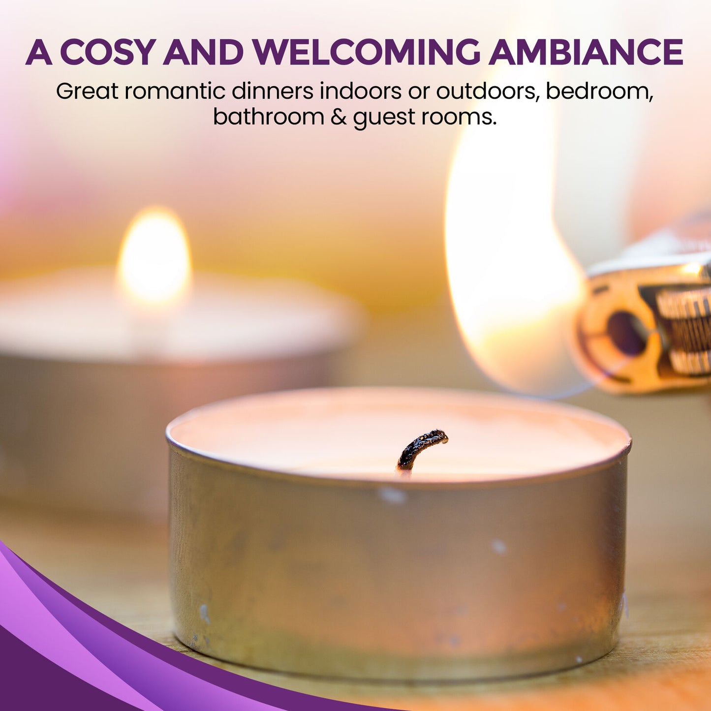 15pk Tea Lights White Unscented Unfragranced Night Candles 3.5 Hour T Tealights