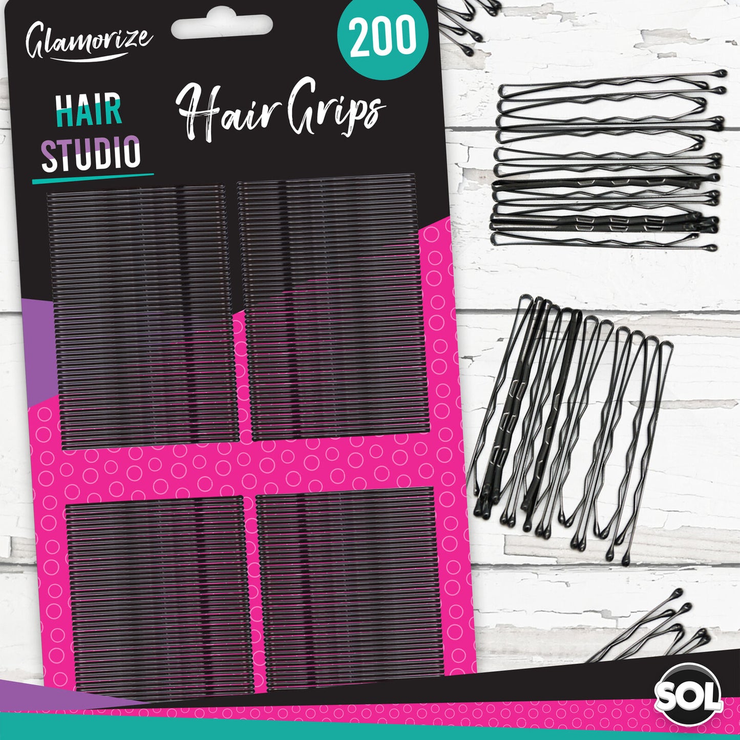 Hair Grips Black Bobby Pins 4.6cm | Waved Styling Clips | 400 Pack