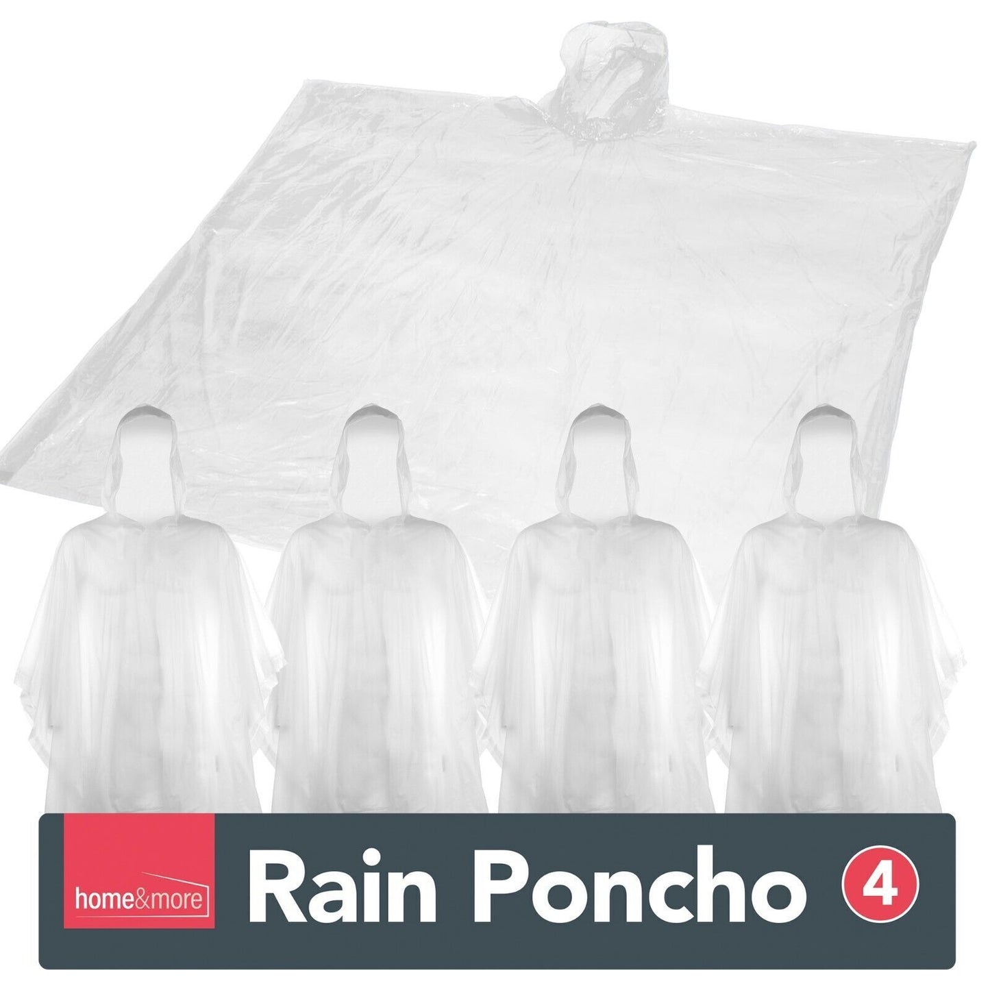 Waterproof Rain Poncho | Adult Disposable Emergency Camping Hiking | 2 Pack