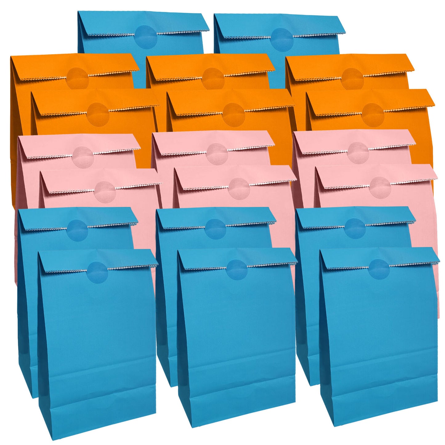 20-40 Paper Party Bags for Kids & Stickers Birthday Gift Loot Sweet Candy Treat