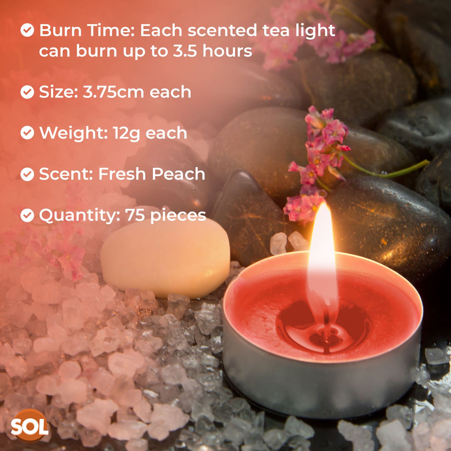 Scented Tea Light Candles | 4 Hour Burn Fragrance | 75 Pack