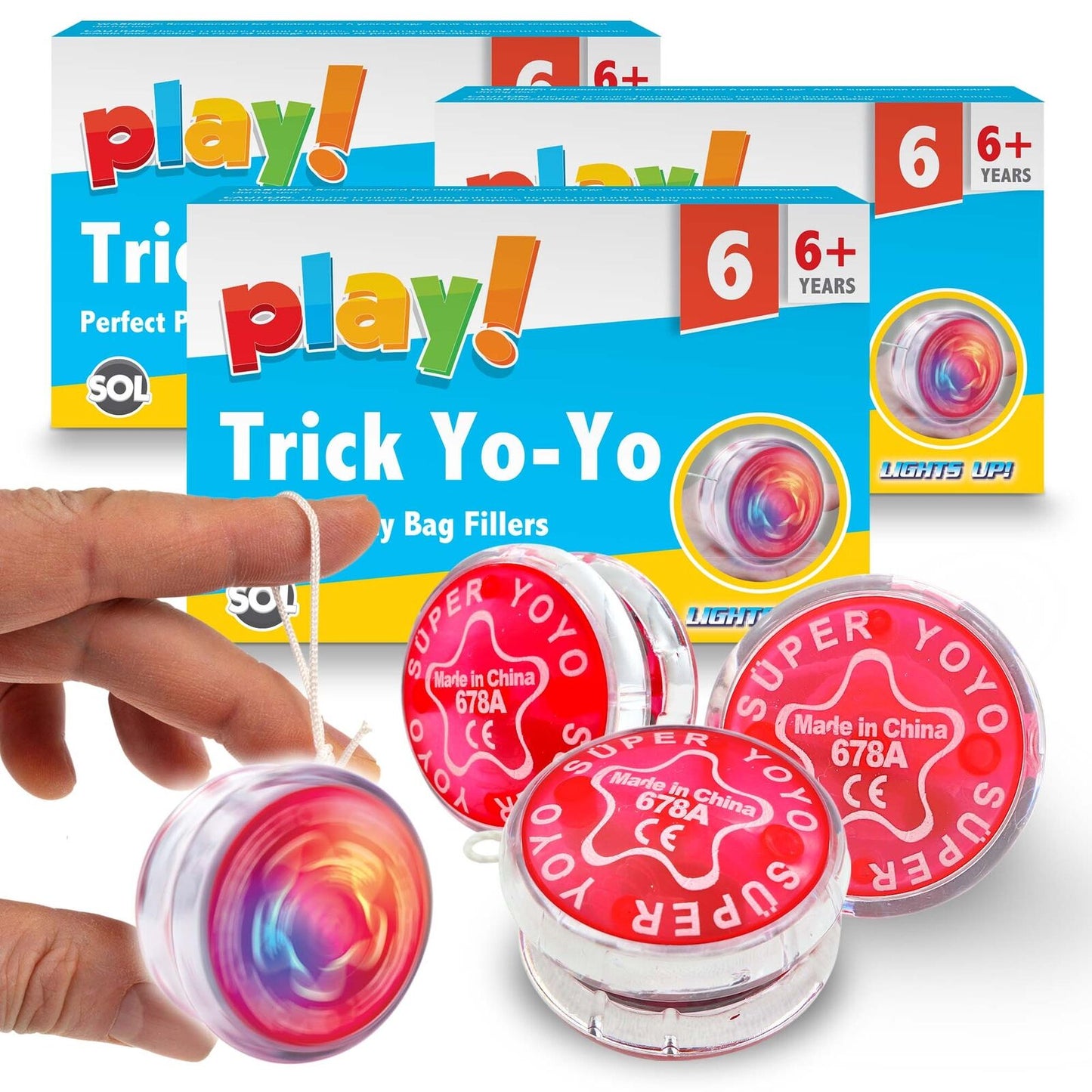 Professional YoYo Light Up Kids Toy Pro Stunt Trick Flashing Clutch Yo Yo | 6 Pack