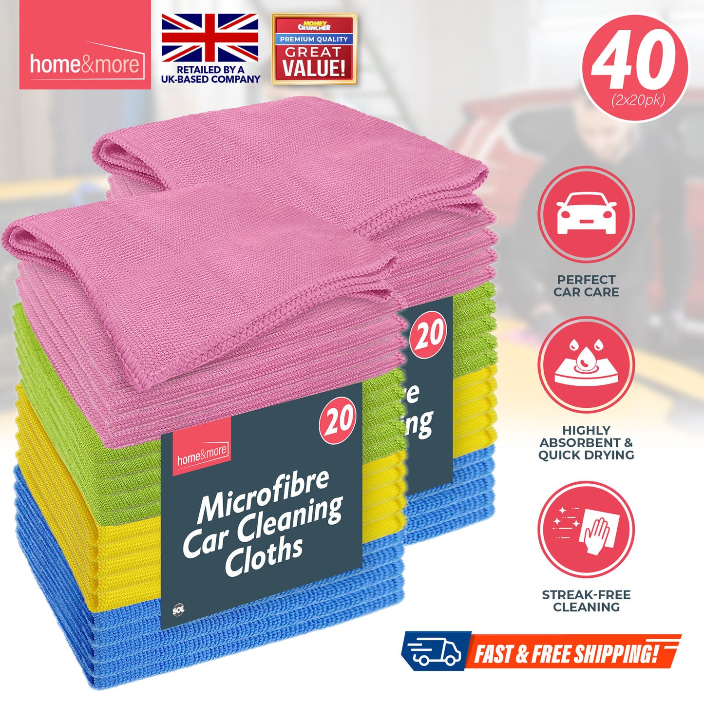 20-60pk Microfiber Cleaning Cloths Lint Free Microfibre Kitchen Polishing Towel