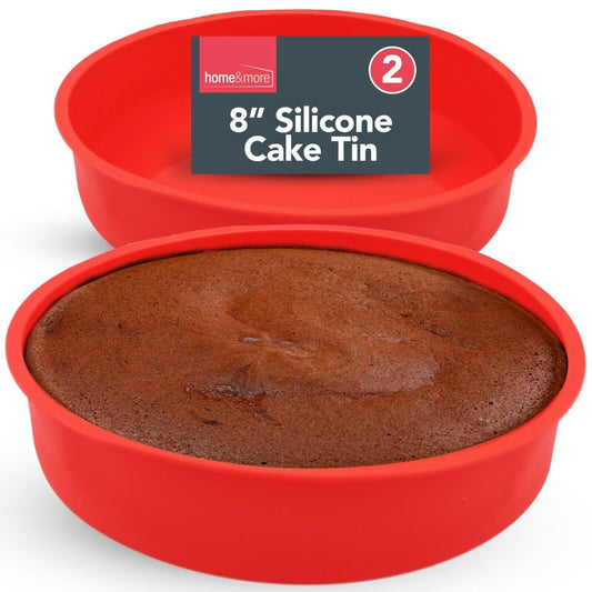 Silicone Cake Tin Round Mould 8 Inch | Non-Stick Baking Pan | 2 Pack