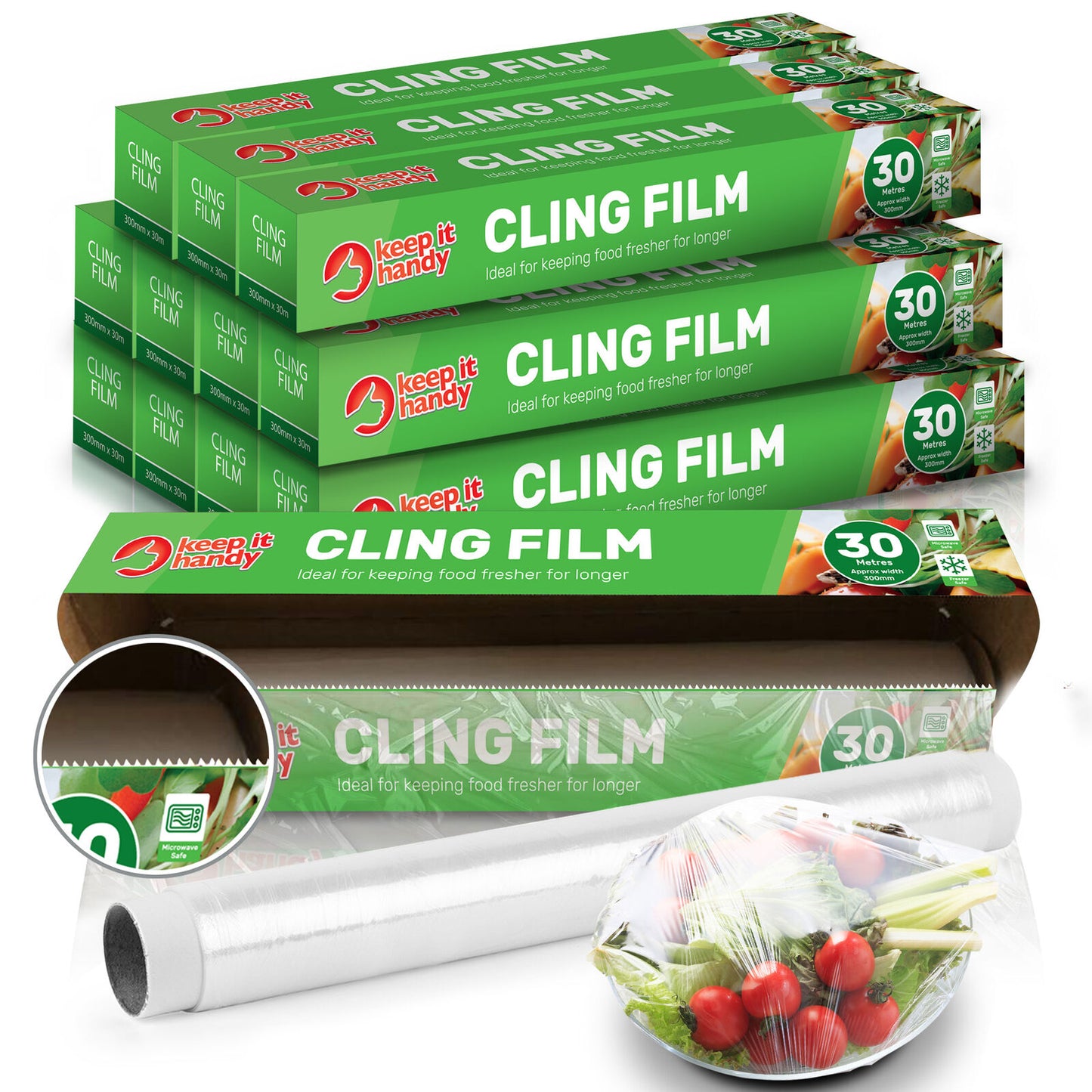 Cling Film 30cm | Easy Cut Catering Refill Rolls | 30Ð180M