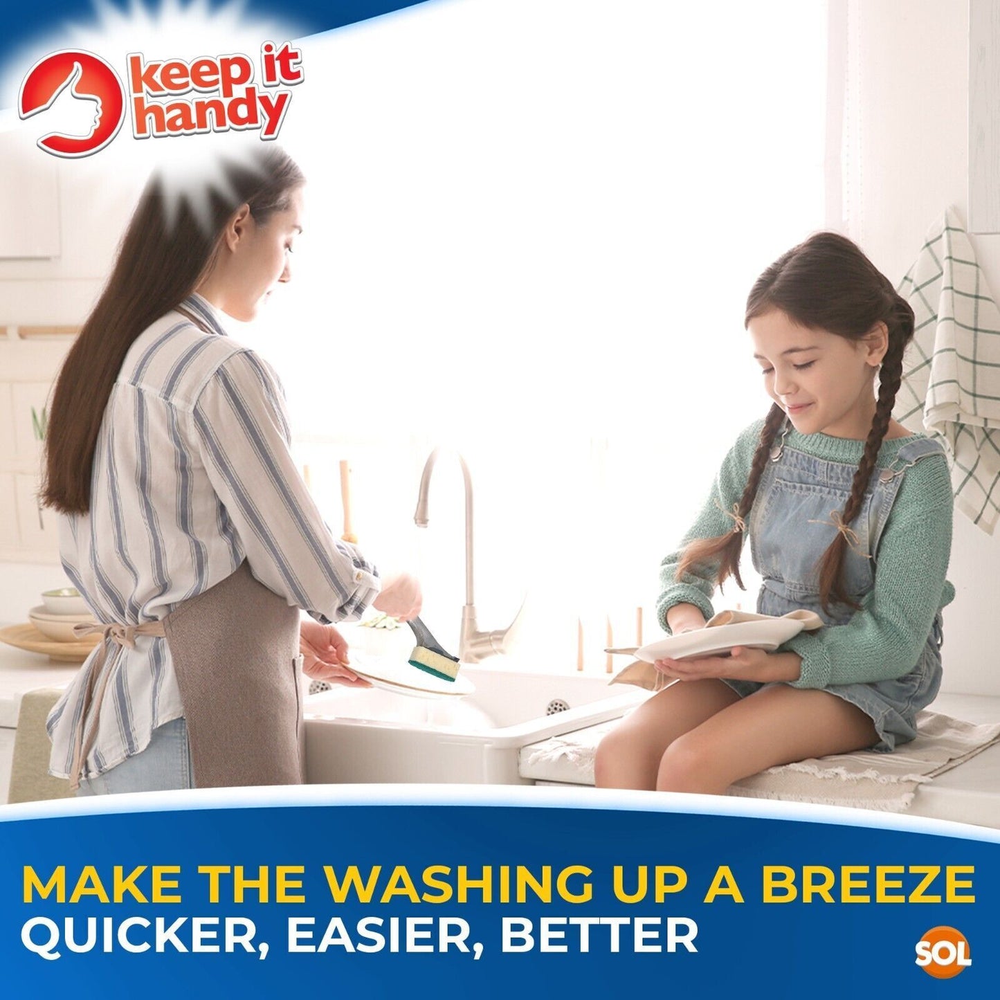 Washing Up Sponge Scourer Refills | Dishmatic Compatible | Handle Option