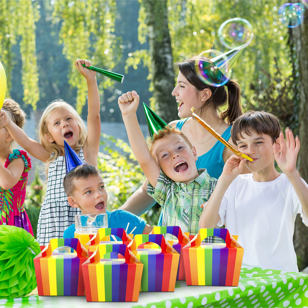 Rainbow Party Boxes | Large Kids Food Lunch Meal | Birthday Loot Gift Bag 20 Pack