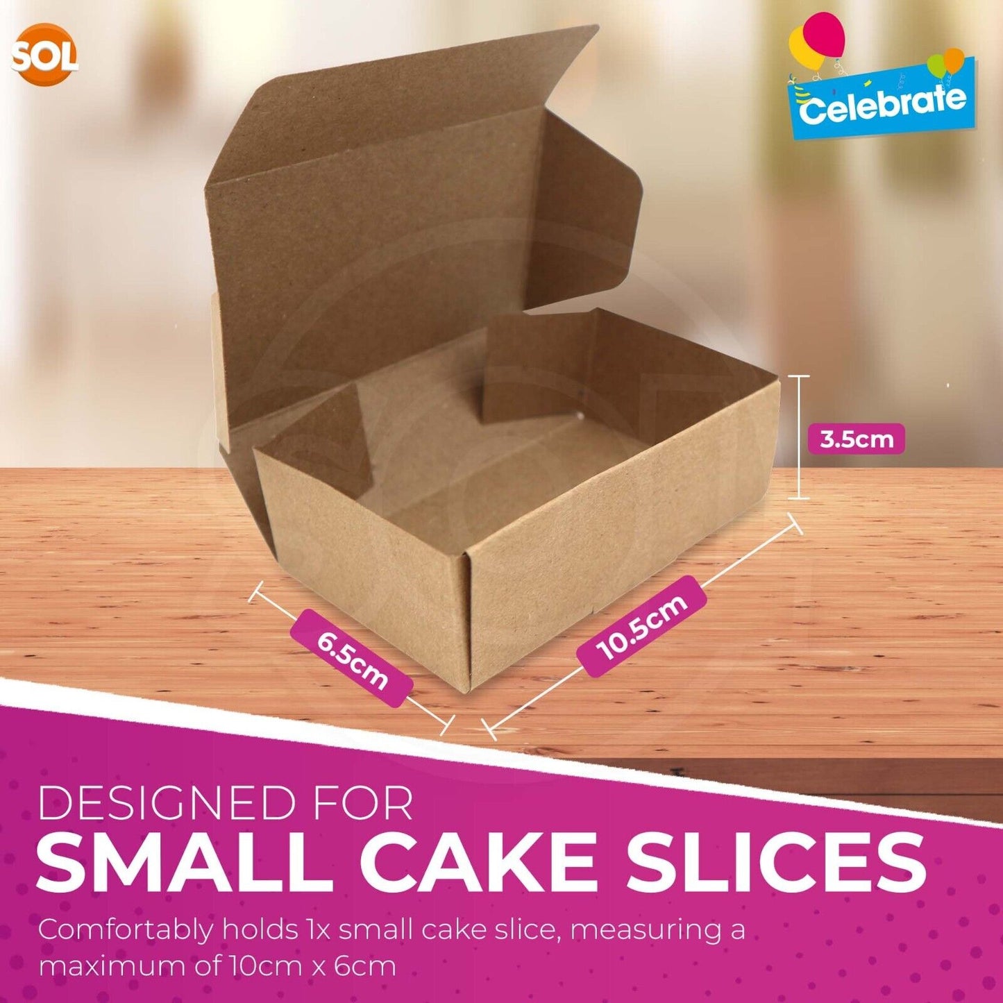 Brown Kraft Single Cake Slice Boxes | 20 Pack