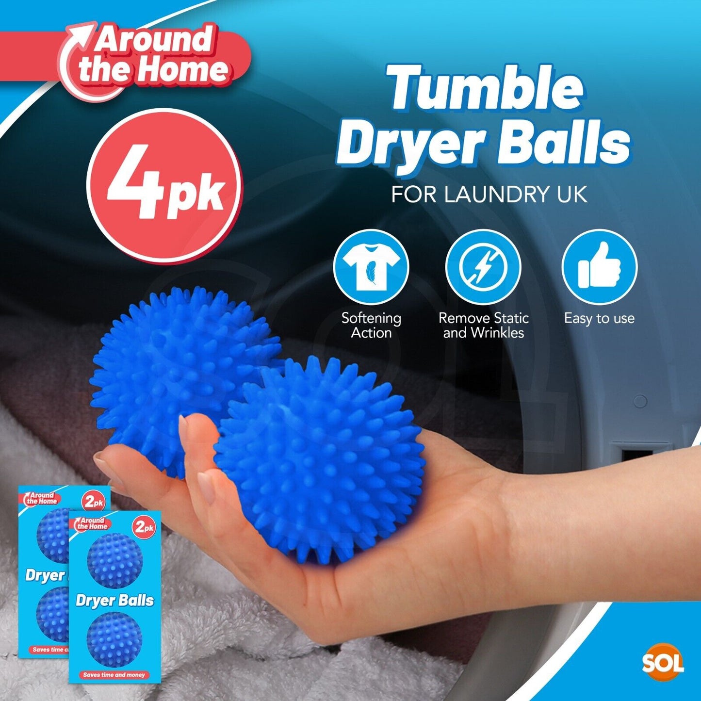 Reusable Tumble Dryer Balls Laundry Machine Clothes Softener | 4 Pack