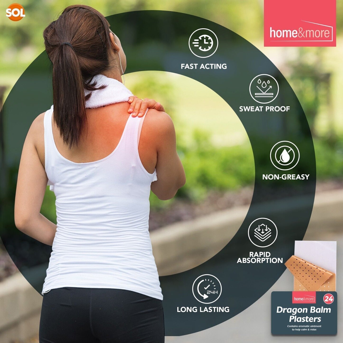 Dragon Balm Herbal Patch | Pain Relief Heat Therapy | 24 Pack