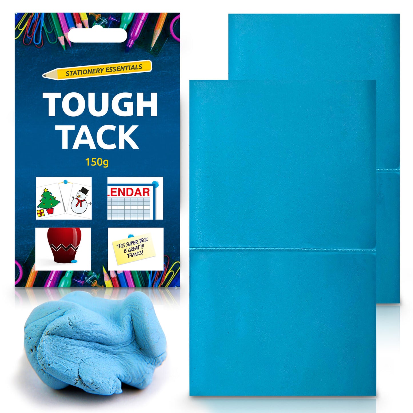 1-24 Tough Tack Blue Tac Reusable Sticky Adhesive Putty | 150g