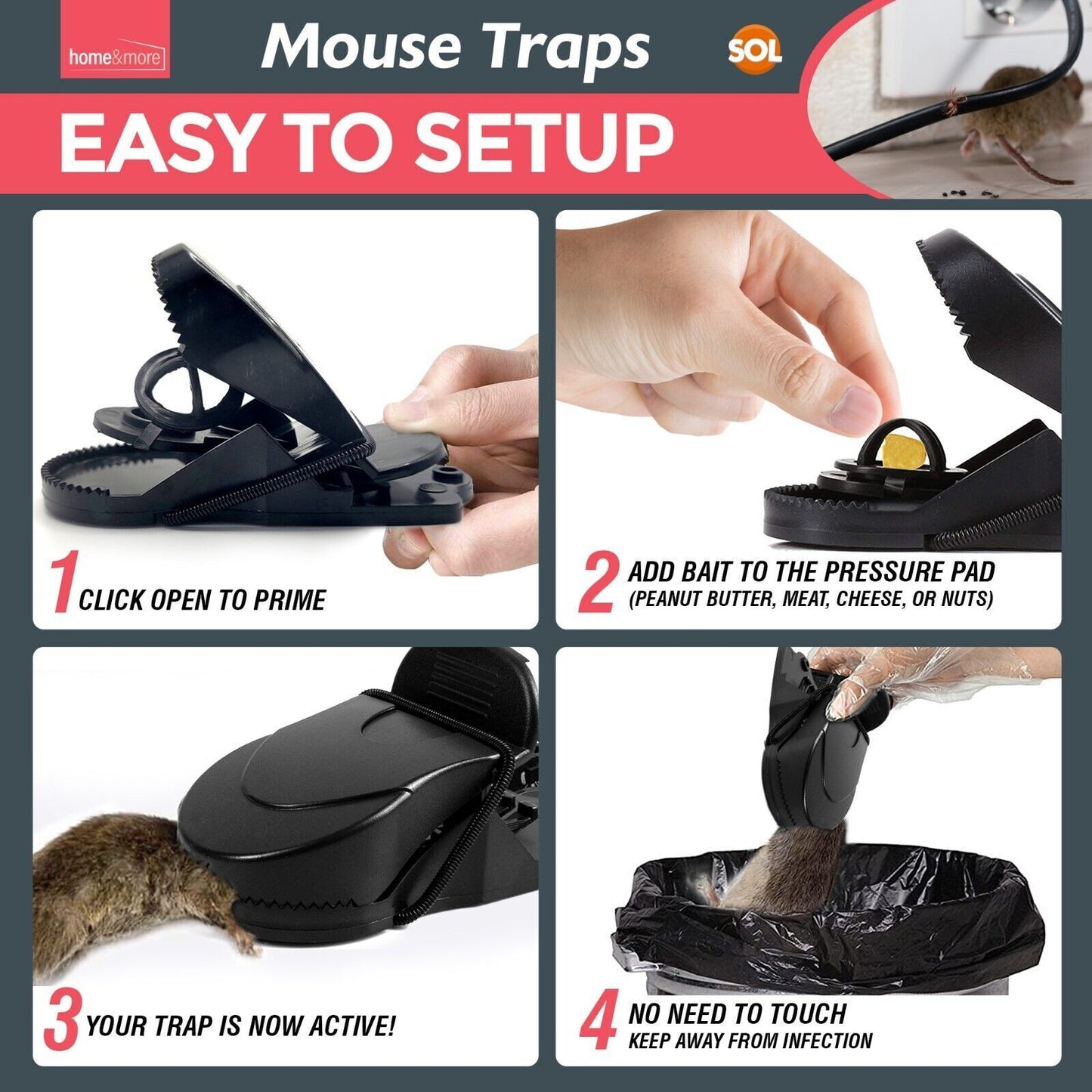 Mouse Traps | Heavy Duty Reusable Rodent Catcher | 12 Pack