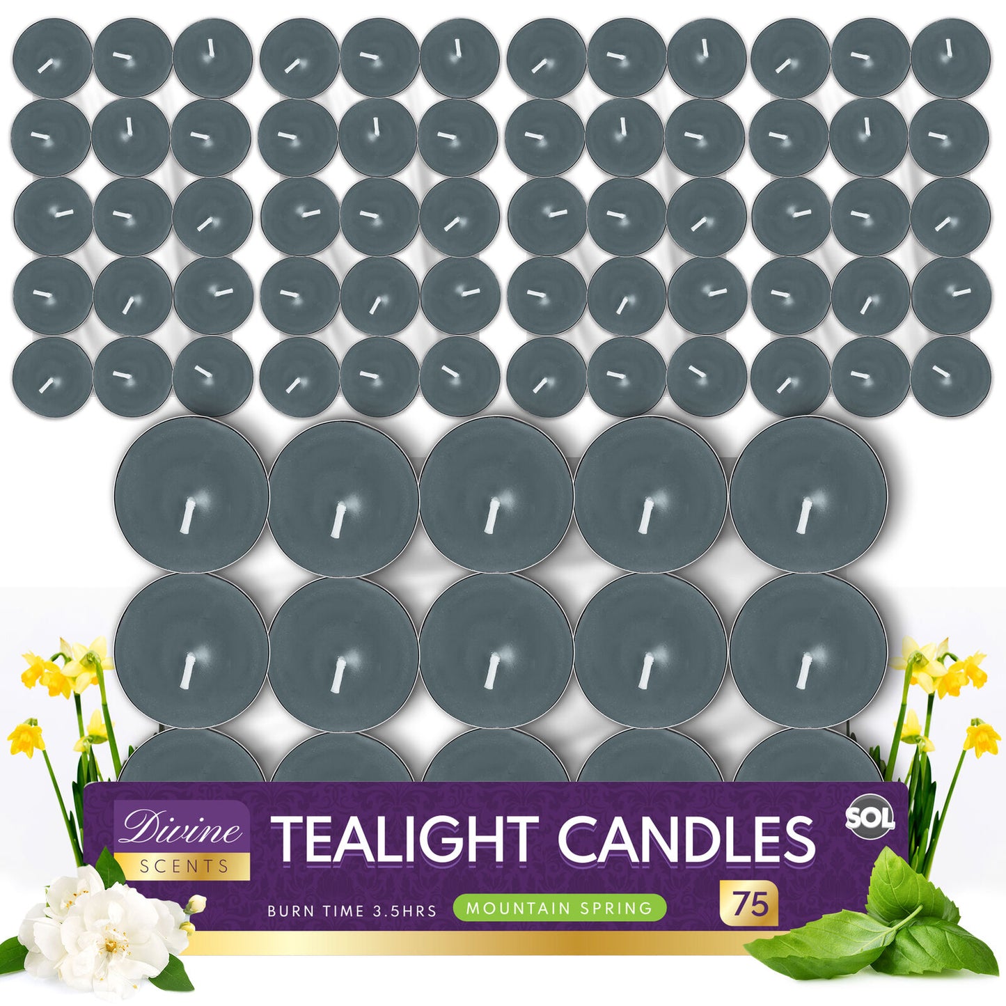 Scented Tea Light Candles | 4 Hour Burn Fragrance | 75 Pack